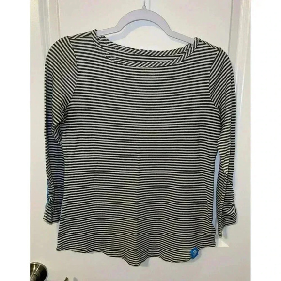 Lands End The outfitters Gray Striped Size XSmall Long Sleeve blue tab Tshirt - Picture 1 of 4